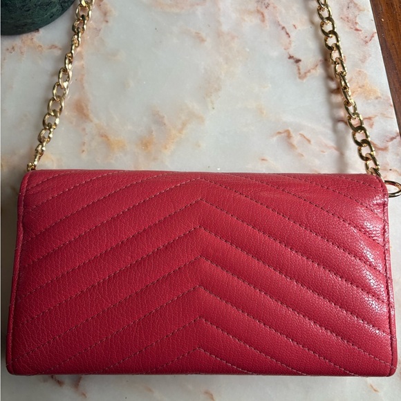 Chanel Pink and Gold Quilted Chevron Wallet with Chain WOC - Picture 4 of 12